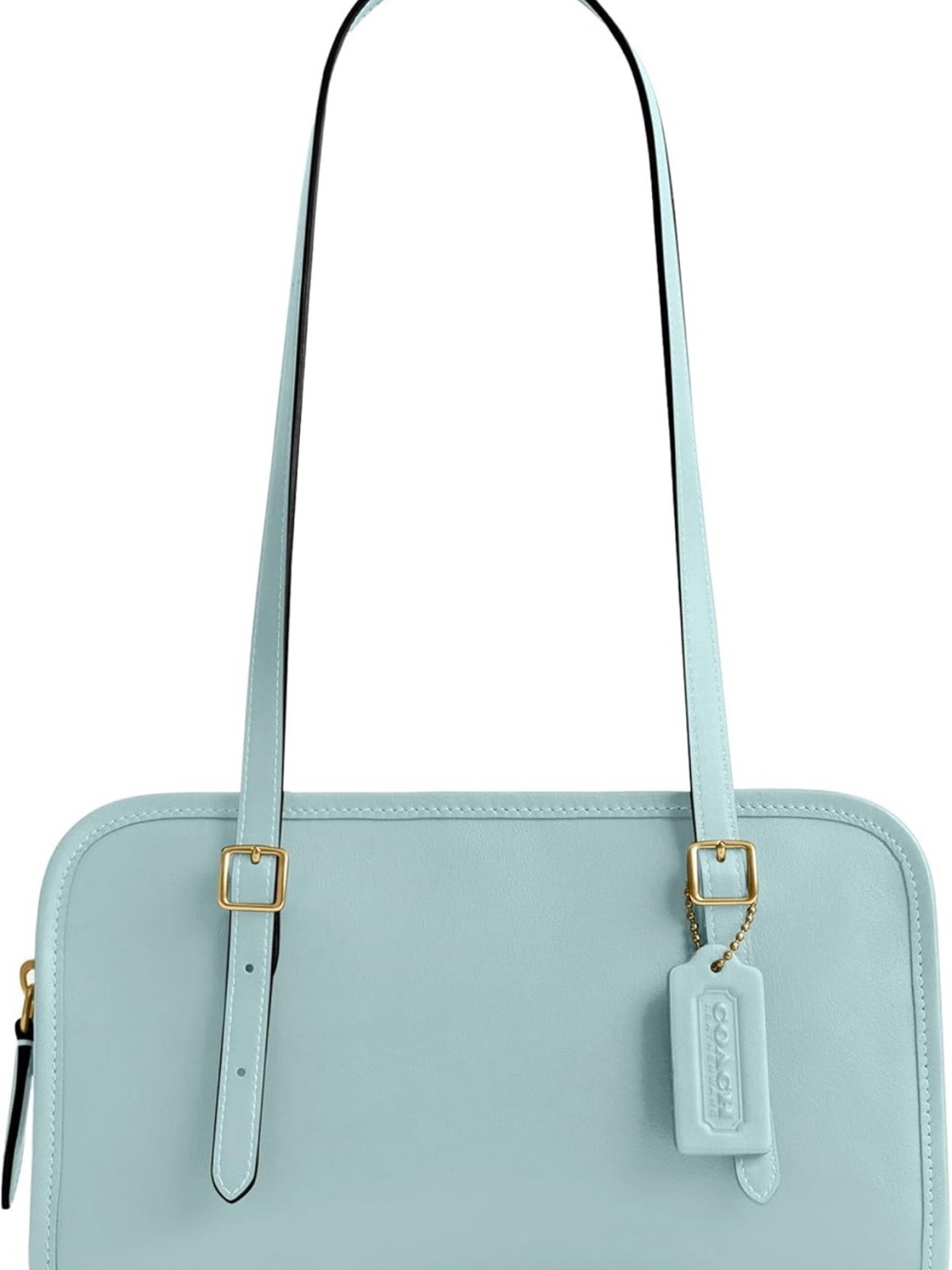 COACH Swing Zip Light Blue Leather Shoulder Bag NWT